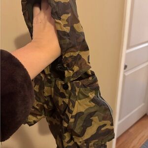 Camo Puffer Jacket - Olive Green & Brown